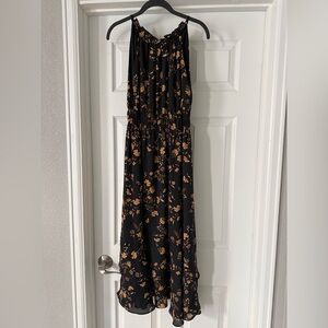 Dress Forum Black and Brown Floral Midi Dress